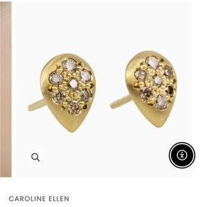 CAROLINE ELLEN 20K Gold Teardrop Pave Cognac Diamond Studs